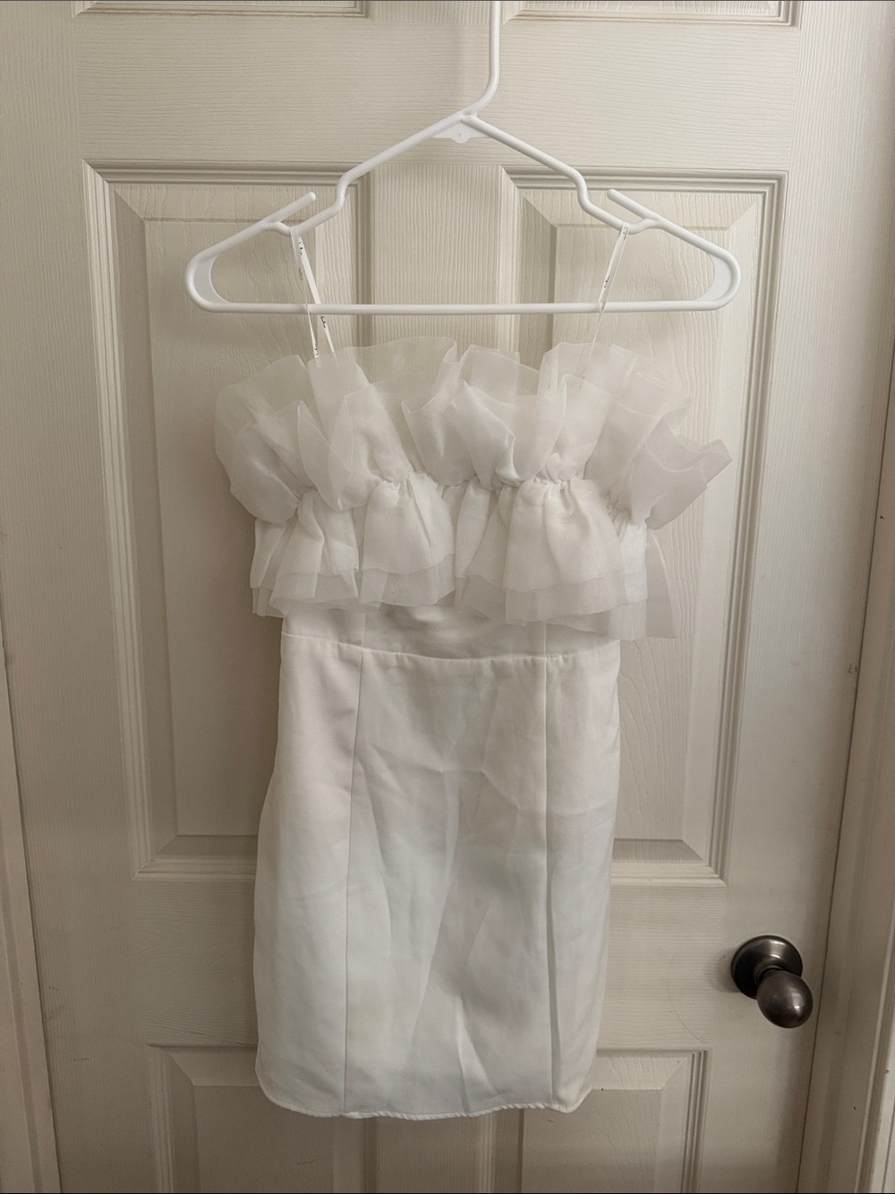 Lulu's White Strapless Ruffle Bodice Mini Dress